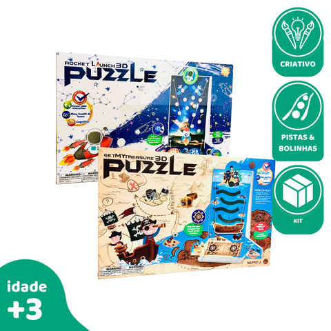 KIT - 2 3D Puzzle - Foguete & Pirata