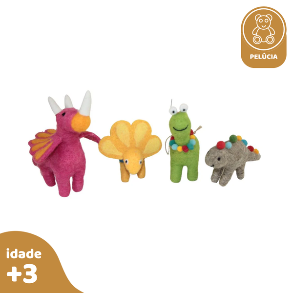 Kit Dinossauros 4 pcs, de Feltro de Lã