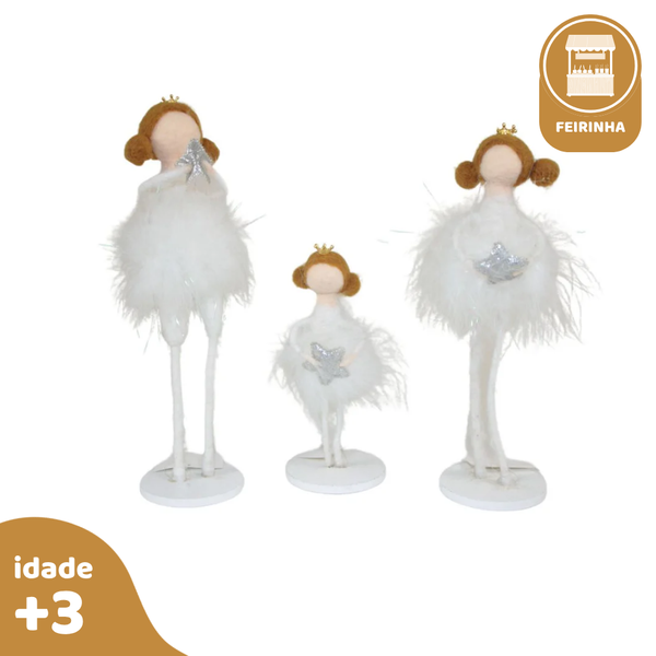 Kit Bailarinhas 3 pcs, de Feltro de Lã