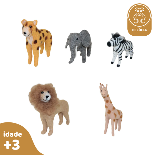 Kit Animais da Floresta 5 pcs, de Feltro de Lã
