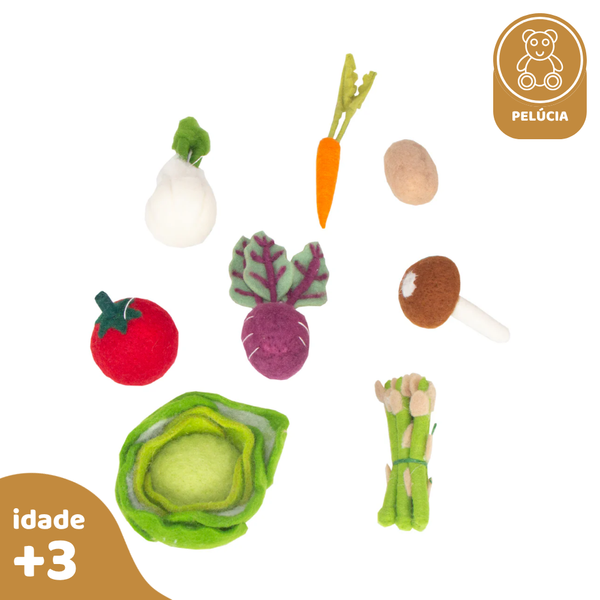 Kit Legumes 8 pcs, de Feltro de Lã