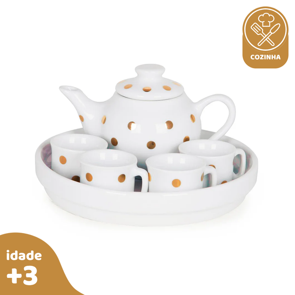 Kit Jogo de Chá Branco, de Porcelana