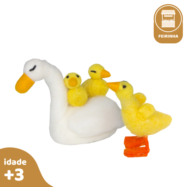 Kit Pata e Filhotes 4 pcs, de Feltro de Lã
