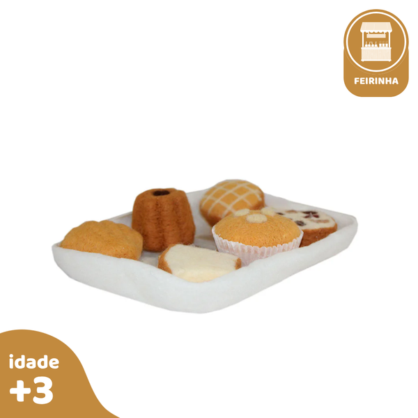 Kit Café da Manhã 7 pcs, de Feltro de Lã
