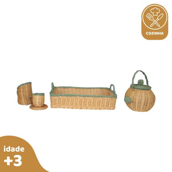 Kit Jogo de Xícaras de Chá, de Rattan